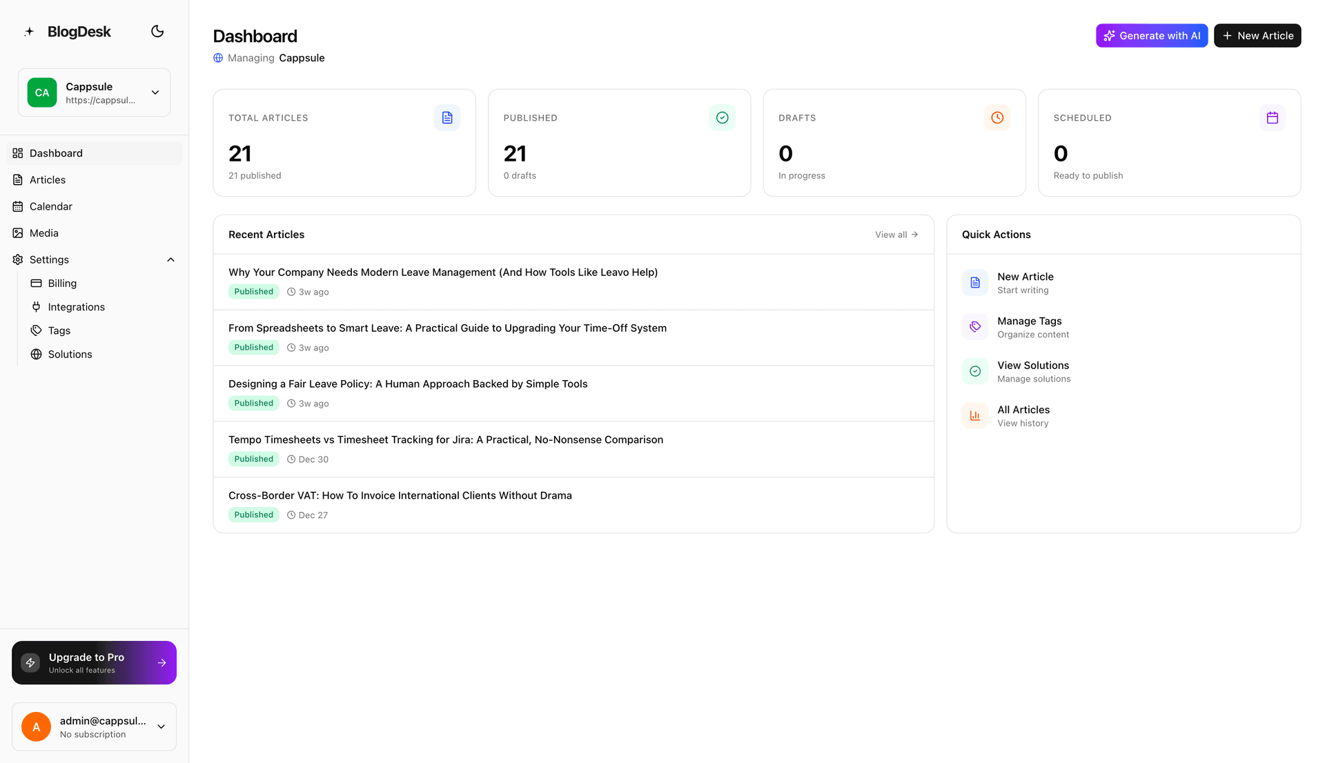 RankBolt AI blog writer dashboard for Multi-Site Blog Management auto-publishing