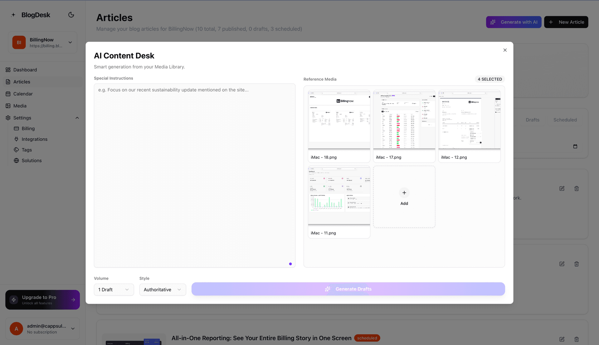 RankBolt AI blog writer dashboard for AI Blog Generator auto-publishing